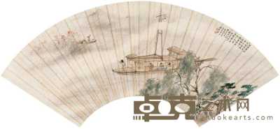 吴青霞 1936年作 琵琶声里 扇面 17×50.5cm